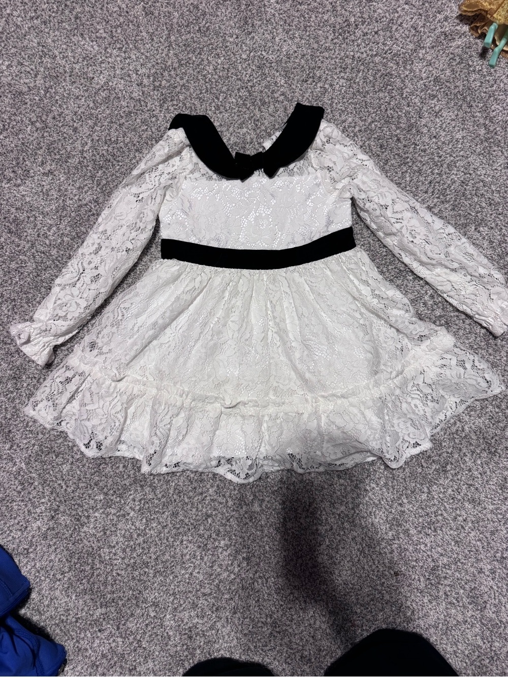 Gymboree White Lace Dress with Black Velvet Collar